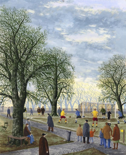 Football Match In The Park Gouache Painting  John Bullock  Northern Art0