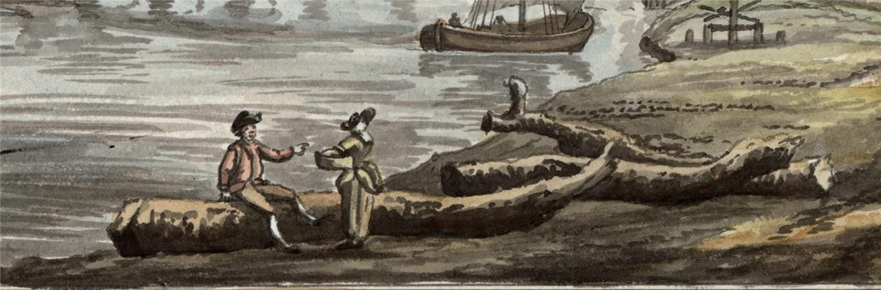 Datchet Bridge River Thames - Antique Watercolour Painting - Early 19th Century6