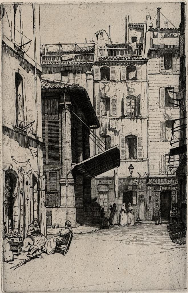 Herman Armour Webster (1878-1970) - Signed Etching - Vieux Marche Marseille 19120