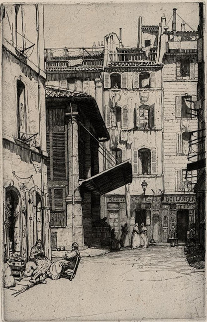 Herman Armour Webster (1878-1970) - Signed Etching - Vieux Marche Marseille 19120