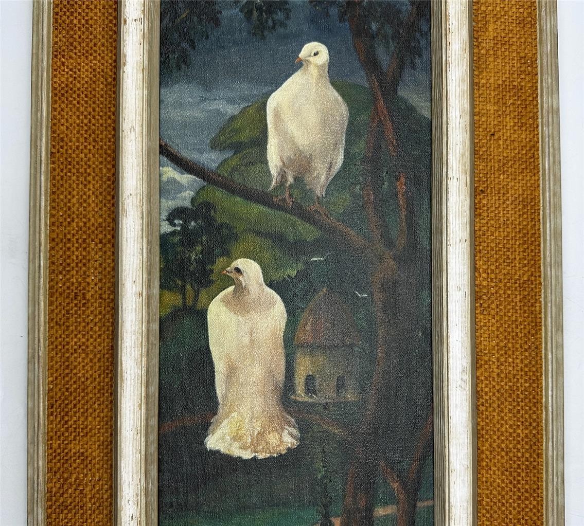 Kenneth Graham F.R.S.A Oil Painting - Doves At Holly Bush - Datchworth3