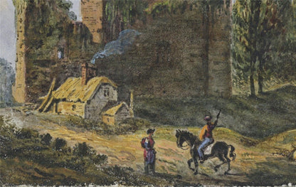 Thirlwall Castle Northumberland - Small Watercolour Painting - 19th Century2