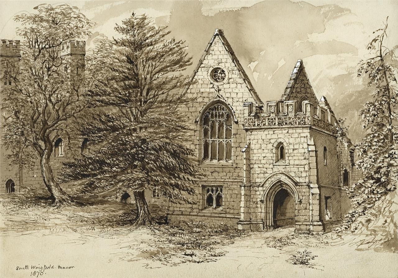South Wingfield Manor Derbyshire 1870 - Watercolour Painting - 19th Century0