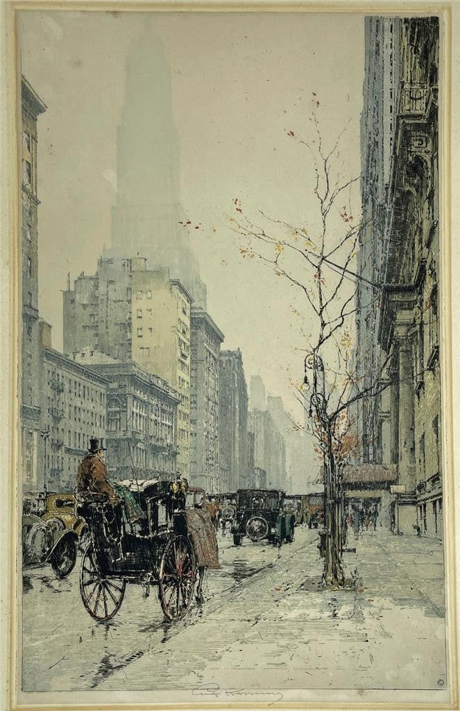 Luigi Kasimir (1881-1962) Pencil Signed Etching Park Avenue New York USA0