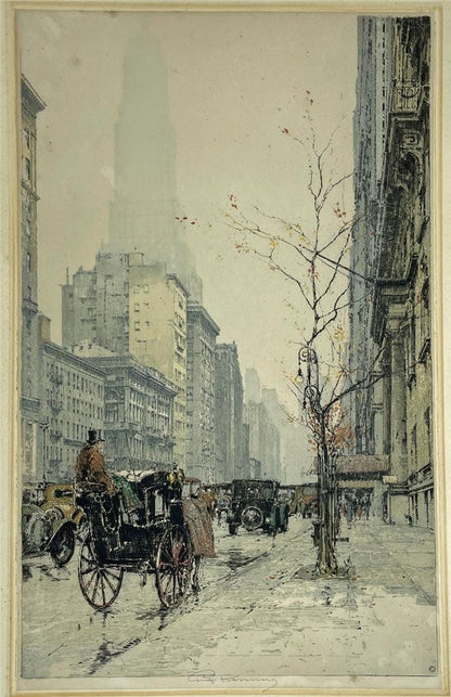 Luigi Kasimir (1881-1962) Pencil Signed Etching Park Avenue New York USA0