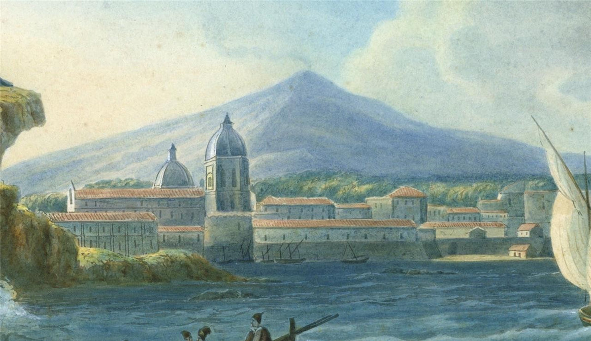 Catania Sicily Italy Watercolour Painting 19th Century Grand Tour4