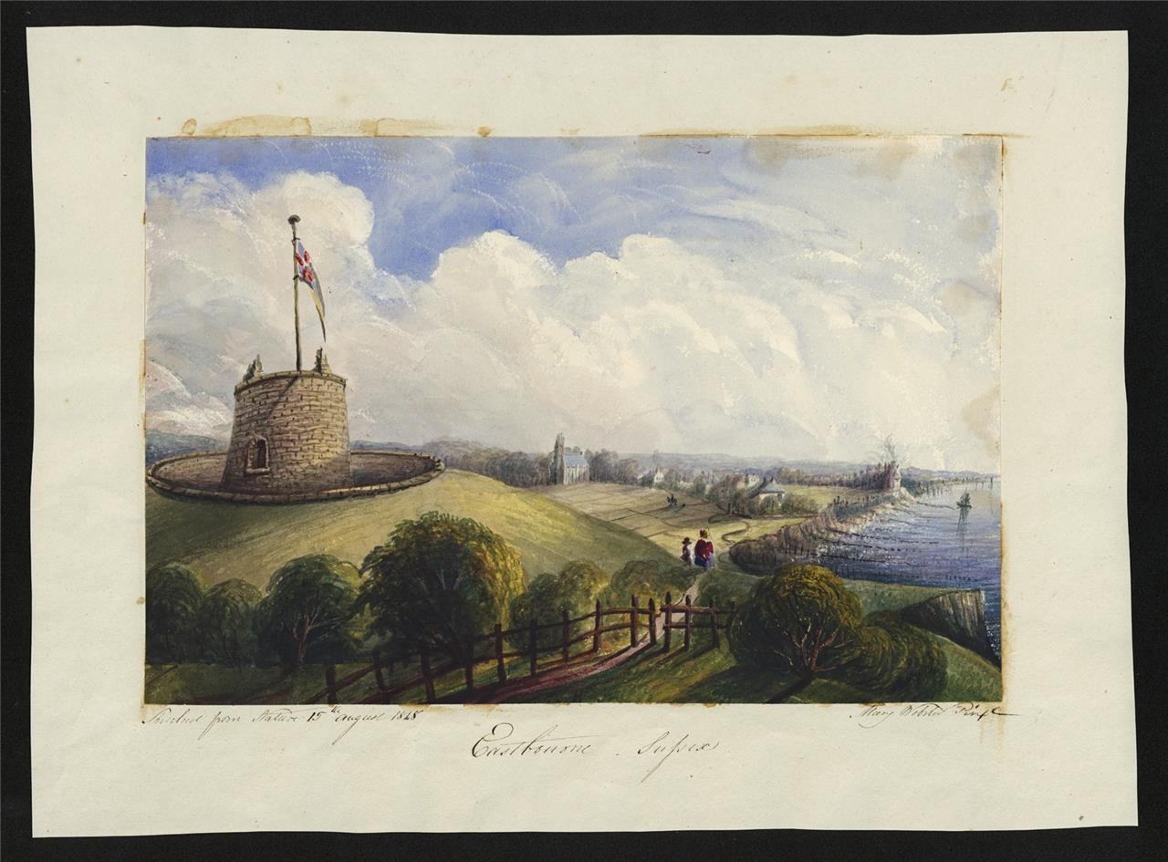 Mary Webster (1794-1883) Watercolour Painting Coastline Eastbourne Sussex 18481