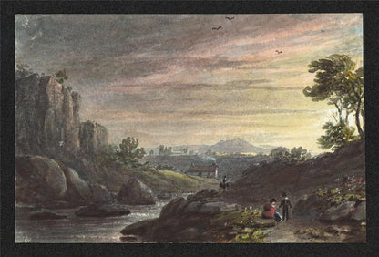 Romantic Landscape - Miniature Watercolour Painting - 19th Century1