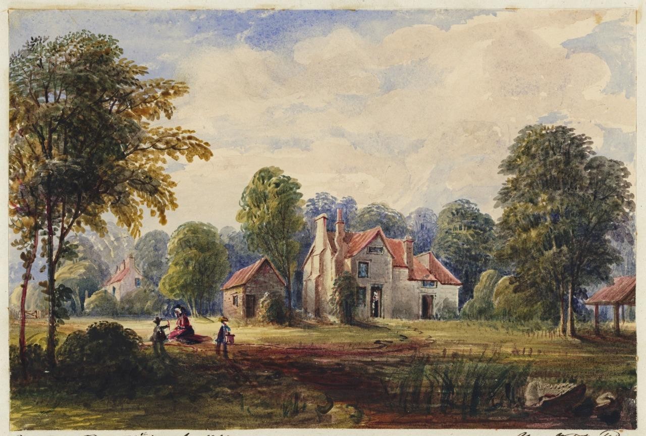 Mary Webster (1794-1883) Watercolour Painting - Cottage At Sudbury London 18410