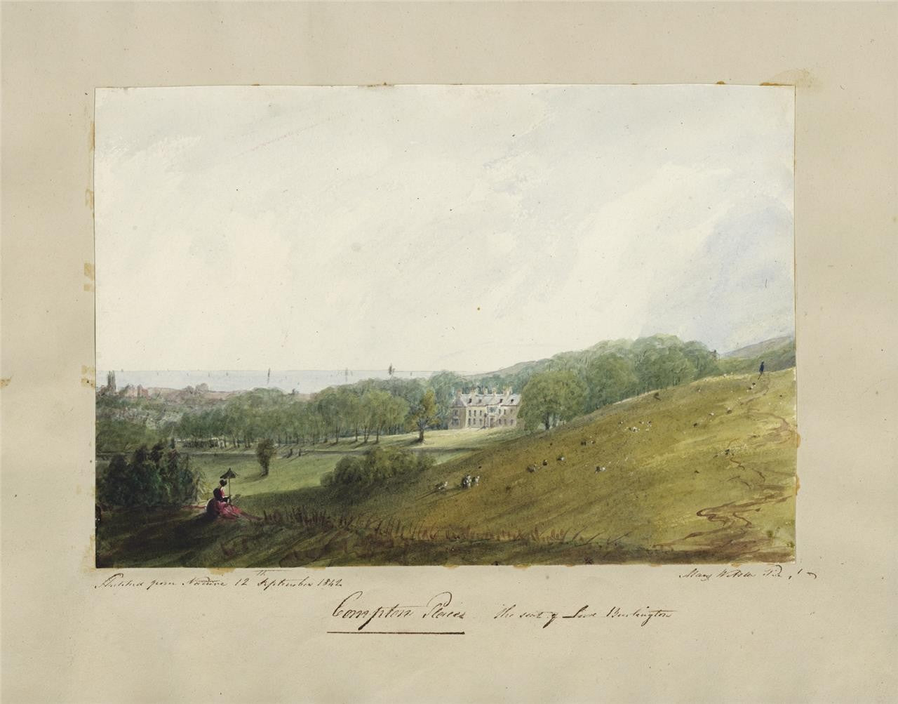 Mary Webster (1794-1883) - Watercolour Painting - Compton Place Eastbourne 18428
