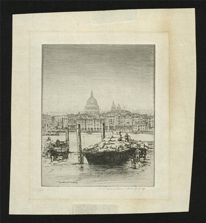 Mortimer Menpes (1855-1938) Pencil Signed Etching - St Paul's From Thames London1