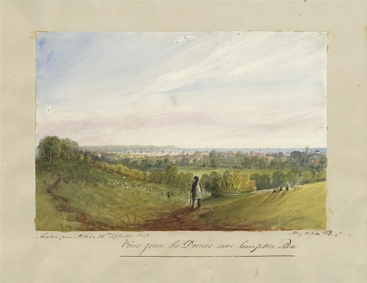 Mary Webster (1794-1883) Watercolour Painting Near Compton Place Eastbourne 18426