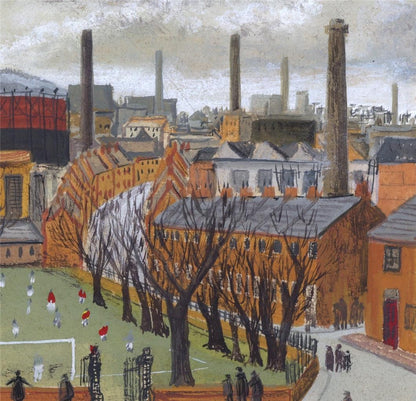 Football Match In The Park 1976  Gouache Painting  John Bullock  Northern Art5