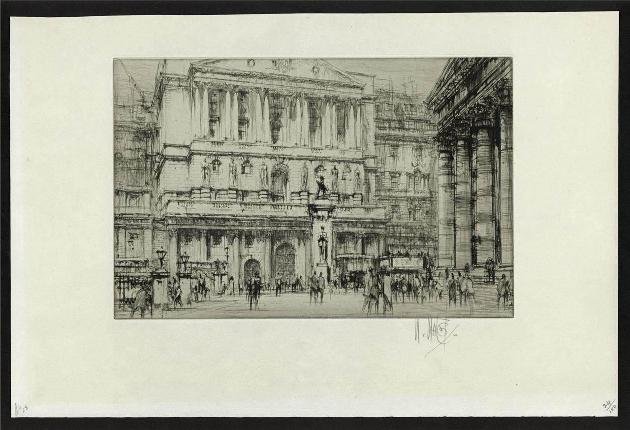 William Walcot (1874-1943) Pencil Signed Etching The Bank Of England London1