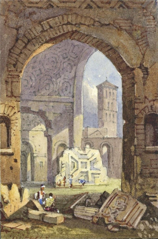 Style Of Samuel Prout Temple Of Peace Rome Watercolour Painting 19th Century0