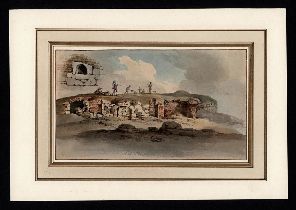 Ruins Of Sanctuary Church Westminster London Watercolour Painting 19th Century1