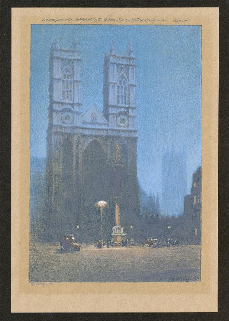 Thomas Robert Way (1861-1913) Pencil Signed Lithograph Westminster Abbey London1