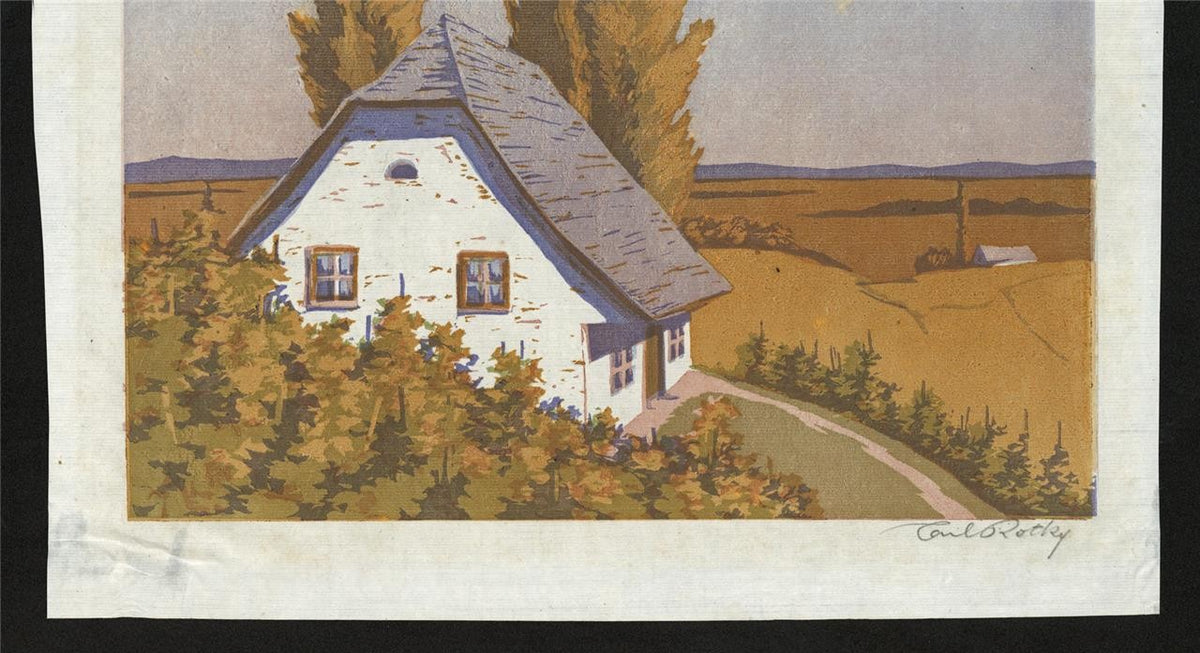Carl Rotky (1891-1977) Pencil Signed Woodcut - Trees & Cottage In Landscape4