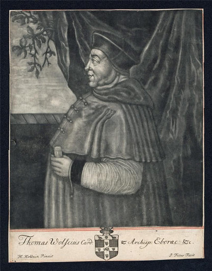 John Faber Sr After Hans Holbein The Younger - Mezzotint - Thomas Wolsey1