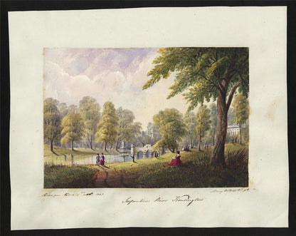 Mary Webster (1794-1883) Watercolour Painting Serpentine Kensington London 18421