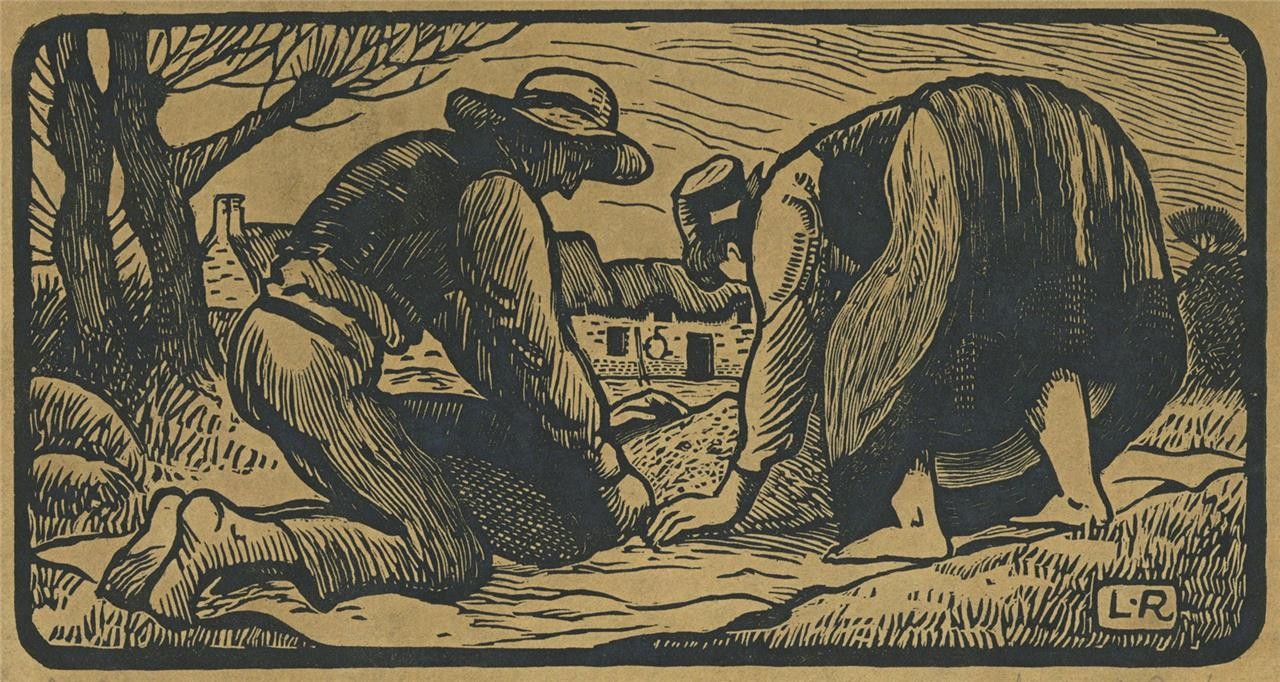 Ludovic-Rodo Pissarro (1878-1952) Signed Wood Engraving - Figures In Landscape0