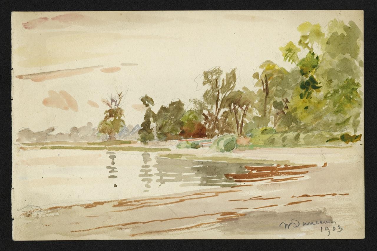 Walter Duncan (1848-1932) - Watercolour Painting - River Scene Landscape 19032