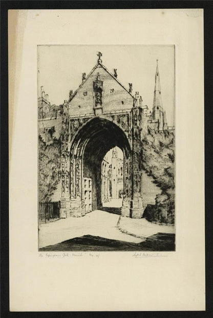 Sybil Andrews (1898-1992) Pencil Signed Etching - The Erpingham Gate Norwich1