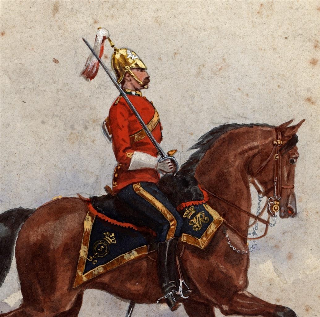 Richard Simkin (1850-1926) Watercolour Painting 5th Dragoon Guards Officer 18775