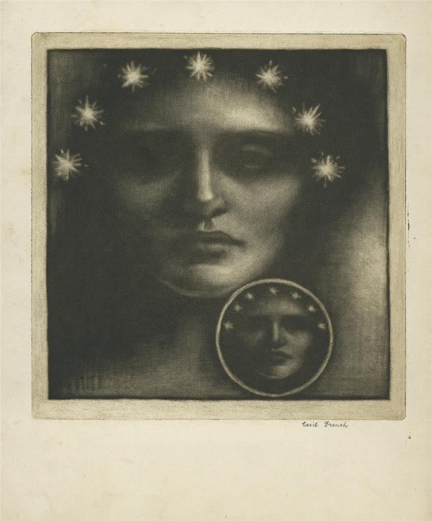 Cecil French (1879-1953) Pencil Signed Mezzotint - Two Worlds3