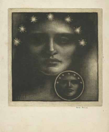 Cecil French (1879-1953) Pencil Signed Mezzotint - Two Worlds3