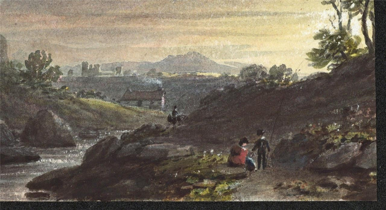 Romantic Landscape - Miniature Watercolour Painting - 19th Century2