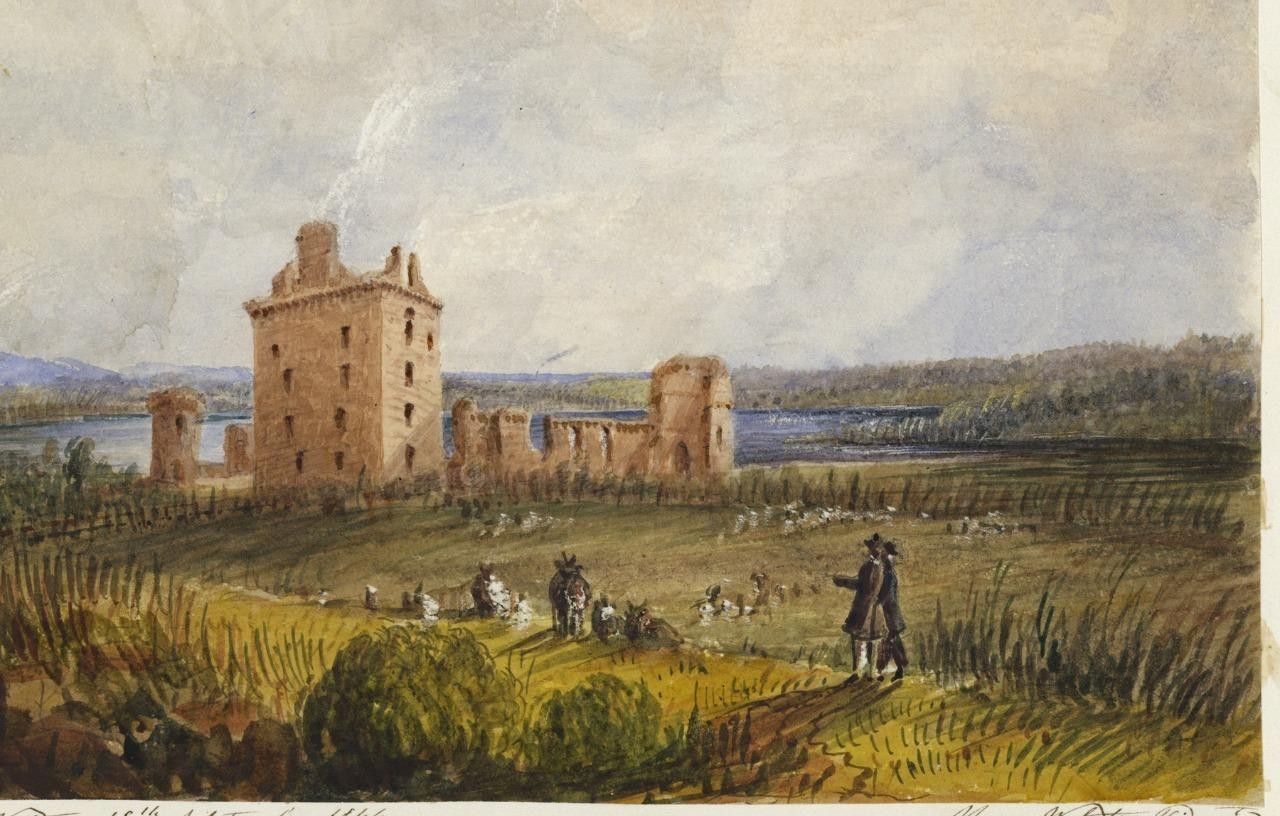 Mary Webster (1794-1883) Watercolour Painting Spynie Castle Moray Scotland 18448