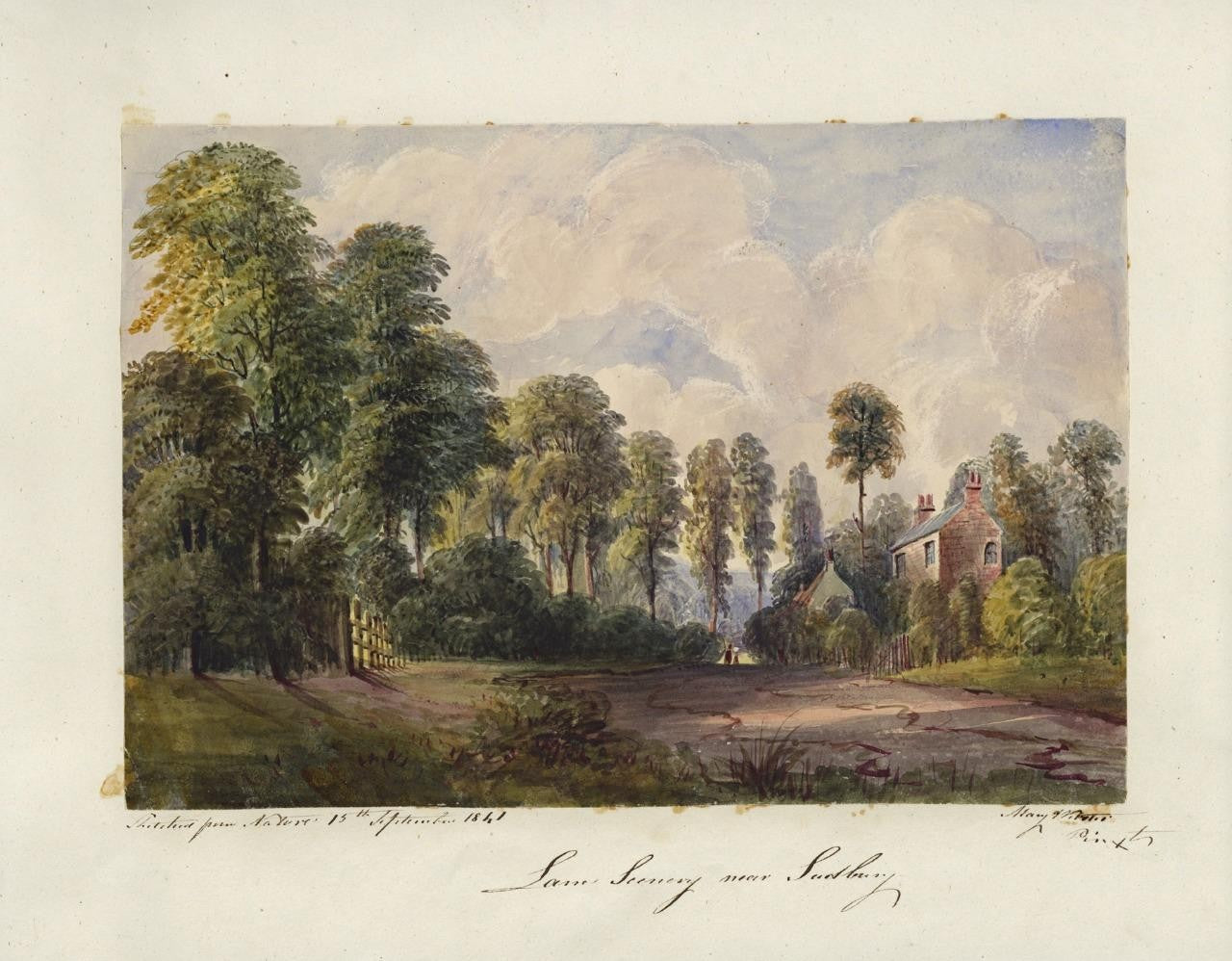 Mary Webster (1794-1883) Watercolour Painting - Near Sudbury London 18419