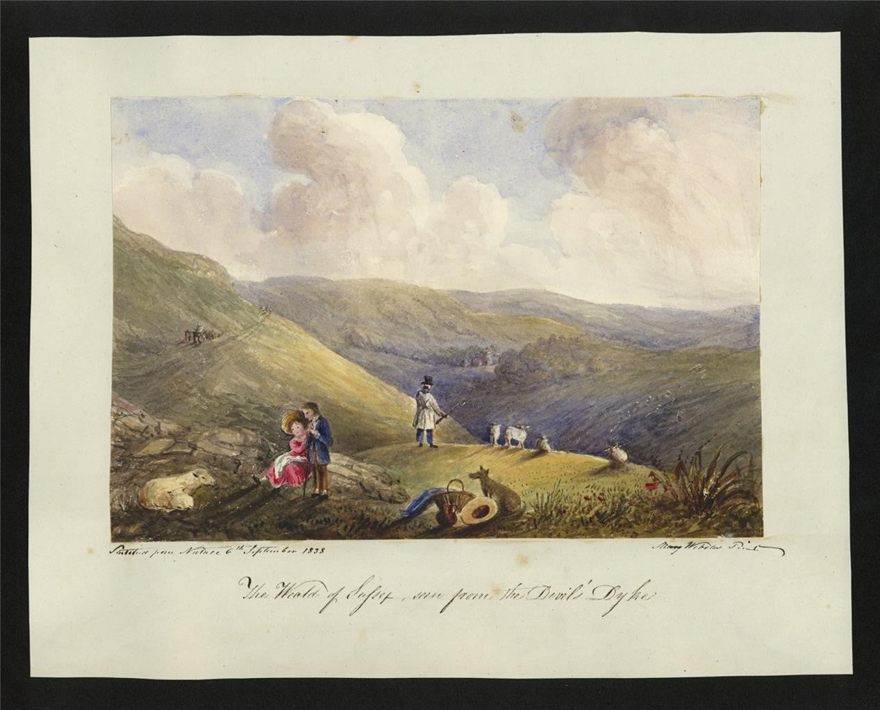 Mary Webster Watercolour Painting The Weald Of Sussex From The Devil's Dyke 18381