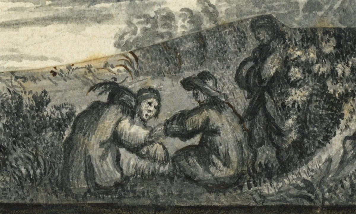 Figures In Landscape Small Watercolour Painting - Late 18th / Early 19th Century7