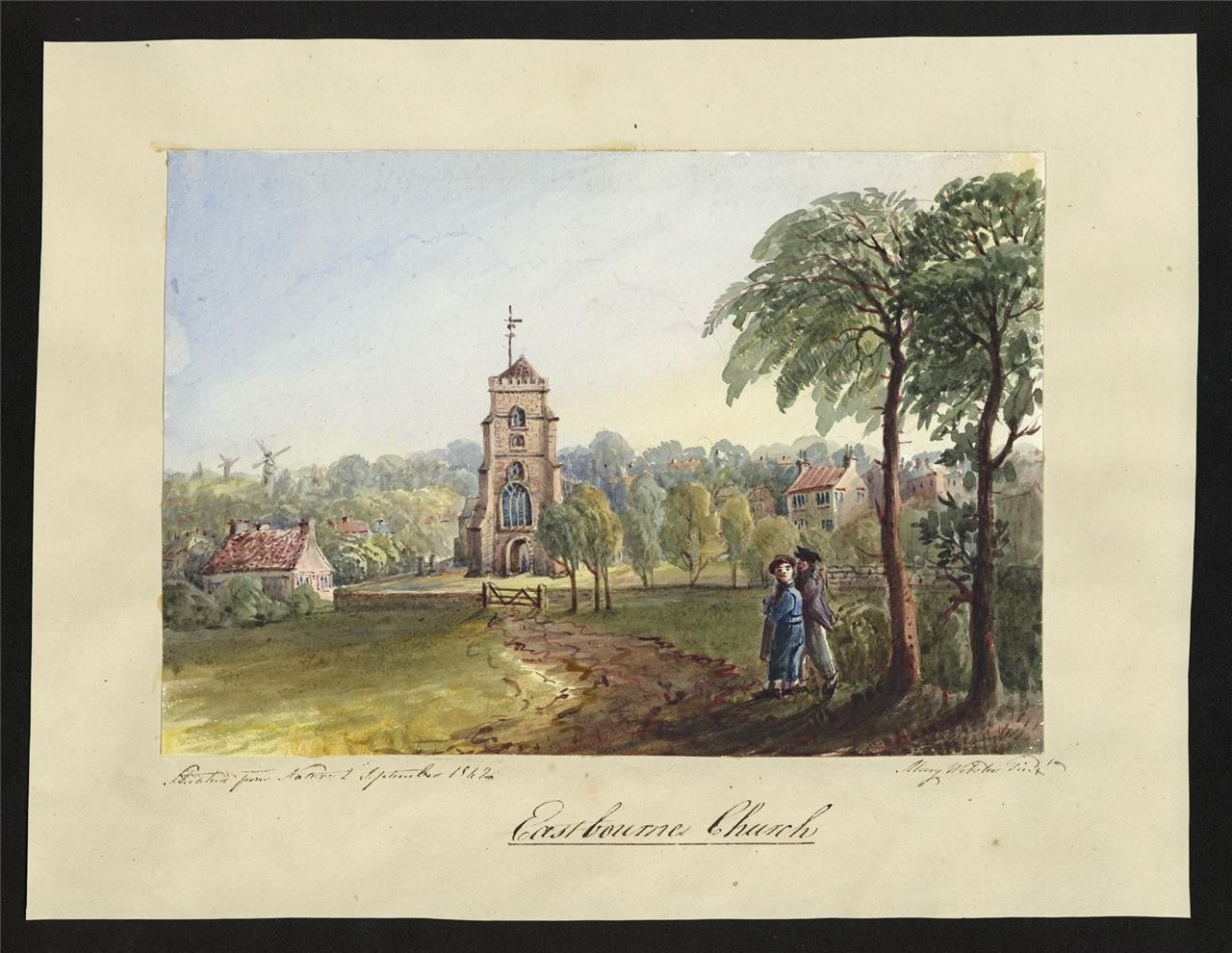 Mary Webster (1794-1883) Watercolour Painting - Eastbourne Church 18421