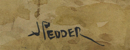 John Pedder (1850-1929) Watercolour Painting - Cows In Rural Scene2