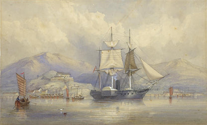 Walter William May (1831-1896) Watercolour Painting China - Chinese Harbour 18630