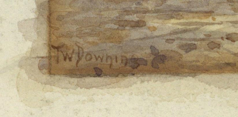 T W Downing Antique Watercolour Painting The Old Crown Birmingham1