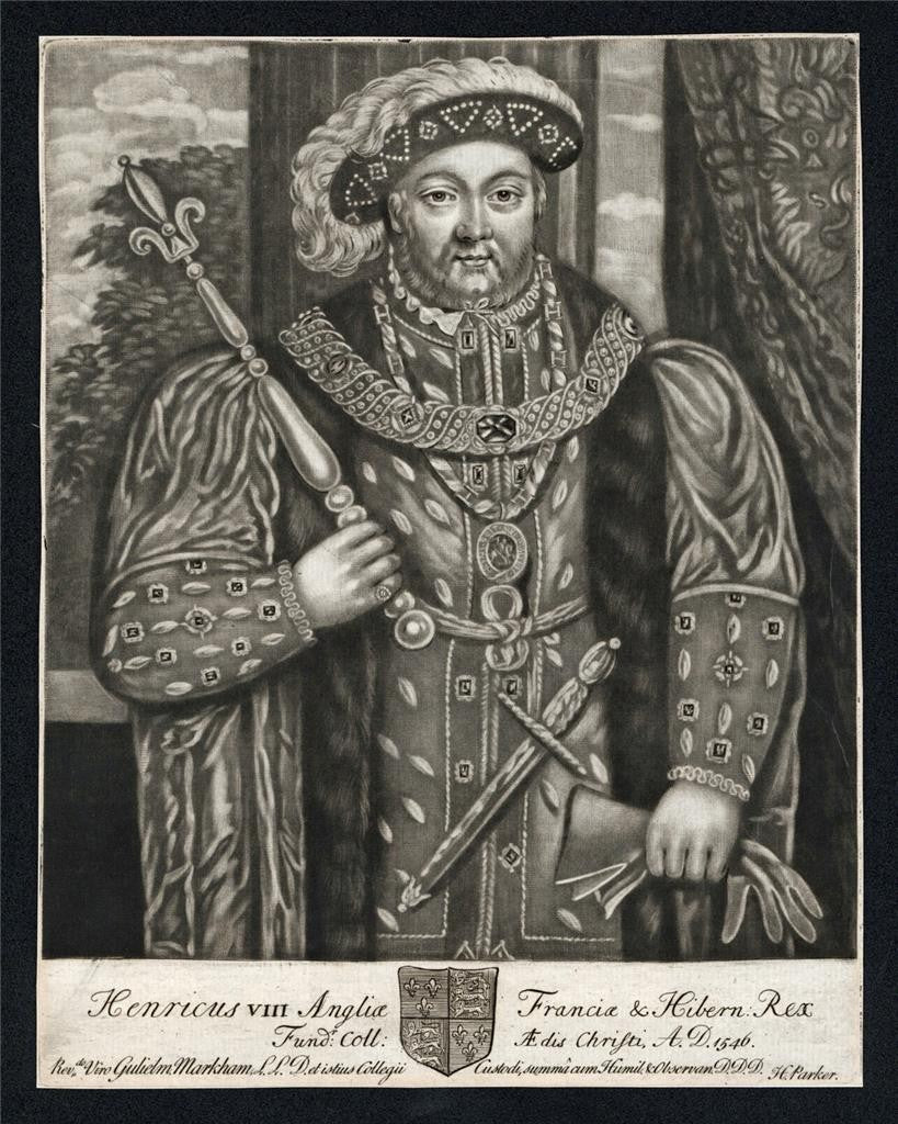 Published By Henry Parker - Antique Mezzotint - Henry VIII1
