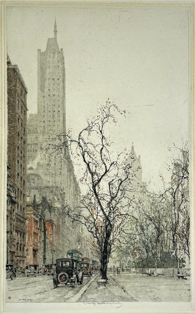 Luigi Kasimir (1881-1962) Signed Etching The Minaret Fifth Avenue New York USA0