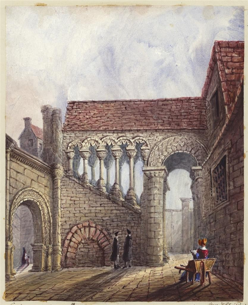Mary Webster (1794-1883) Watercolour Painting - Old Staircase Canterbury 18460