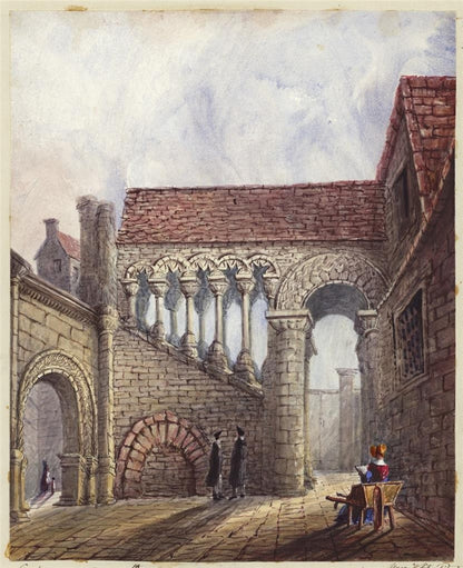 Mary Webster (1794-1883) Watercolour Painting - Old Staircase Canterbury 18460