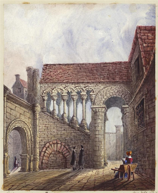 Mary Webster (1794-1883) Watercolour Painting - Old Staircase Canterbury 18460