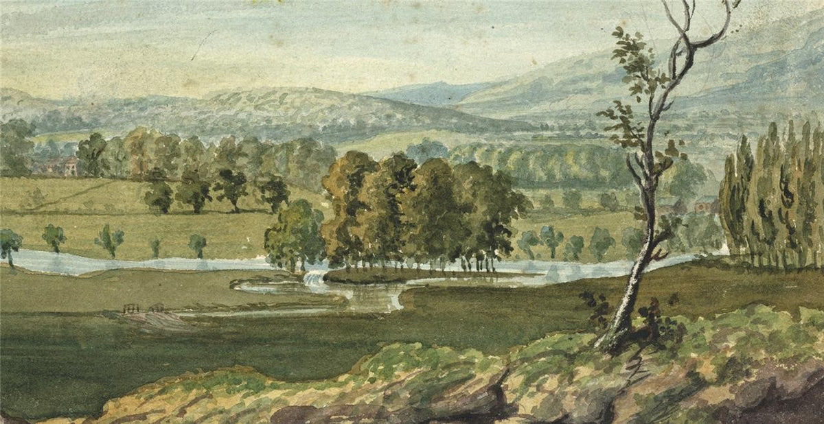 James Wilcox (1778-1865) Watercolour Painting - Landscape Near Northampton 18208