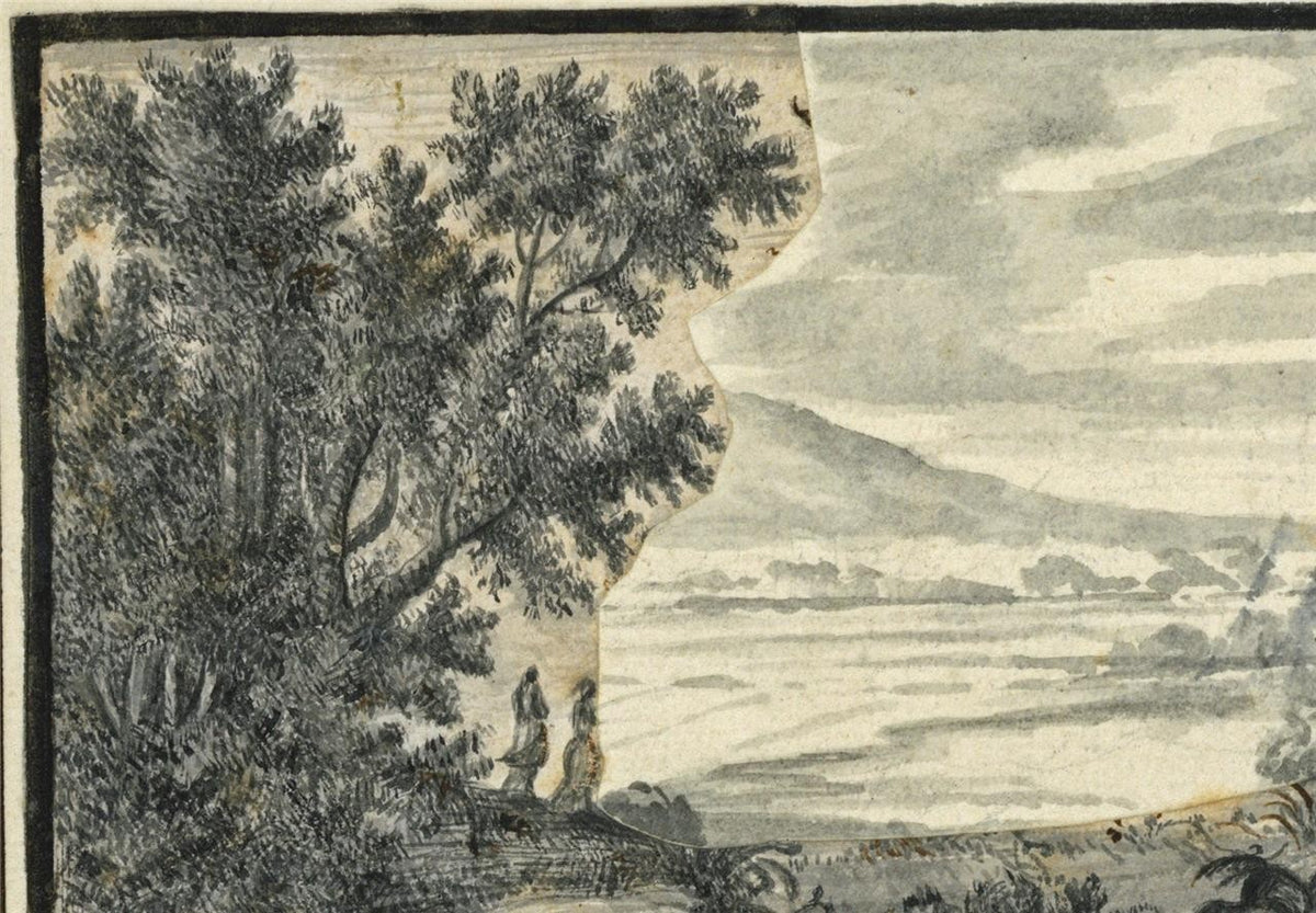 Figures In Landscape Small Watercolour Painting - Late 18th / Early 19th Century8