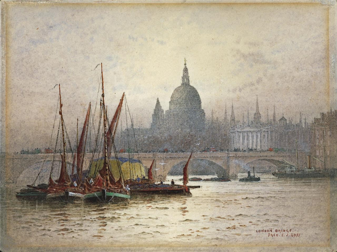 Frederick Edward Joseph Goff (18551931) Watercolour Painting  London Bridge0