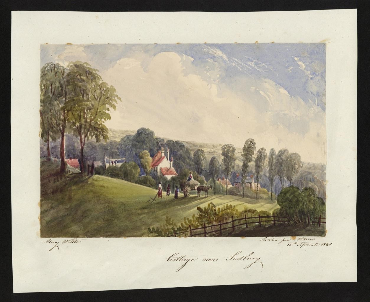 Mary Webster (1794-1883) Watercolour Painting - Cottage Near Sudbury London 18411