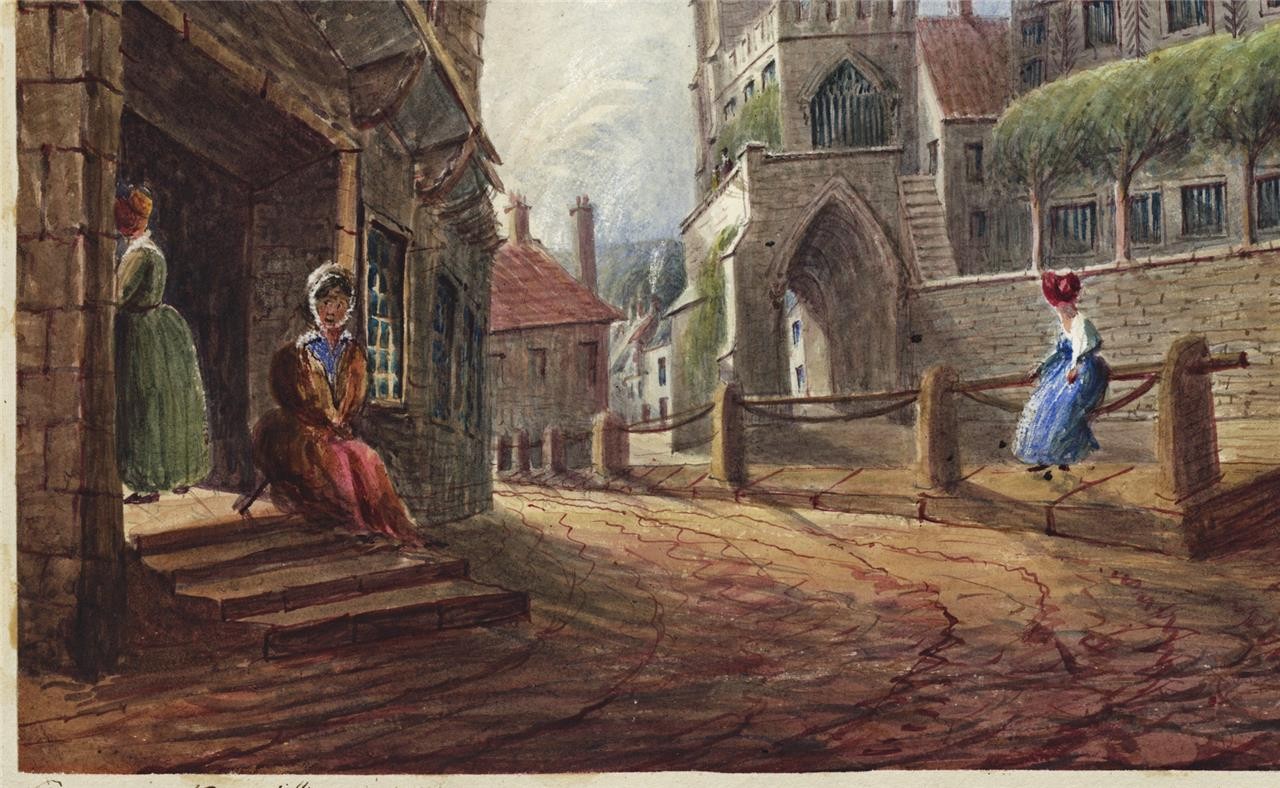 Mary Webster (1794-1883) Watercolour Painting Old Church & Hospital Warwick 18465