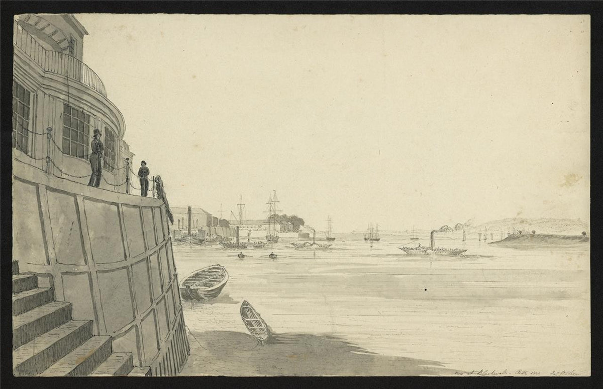 James Wilcox (1778-1865) Watercolour Painting - Blackwall London 1843 - Thames1